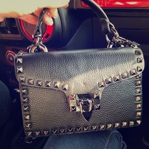 100% leather studded black purse